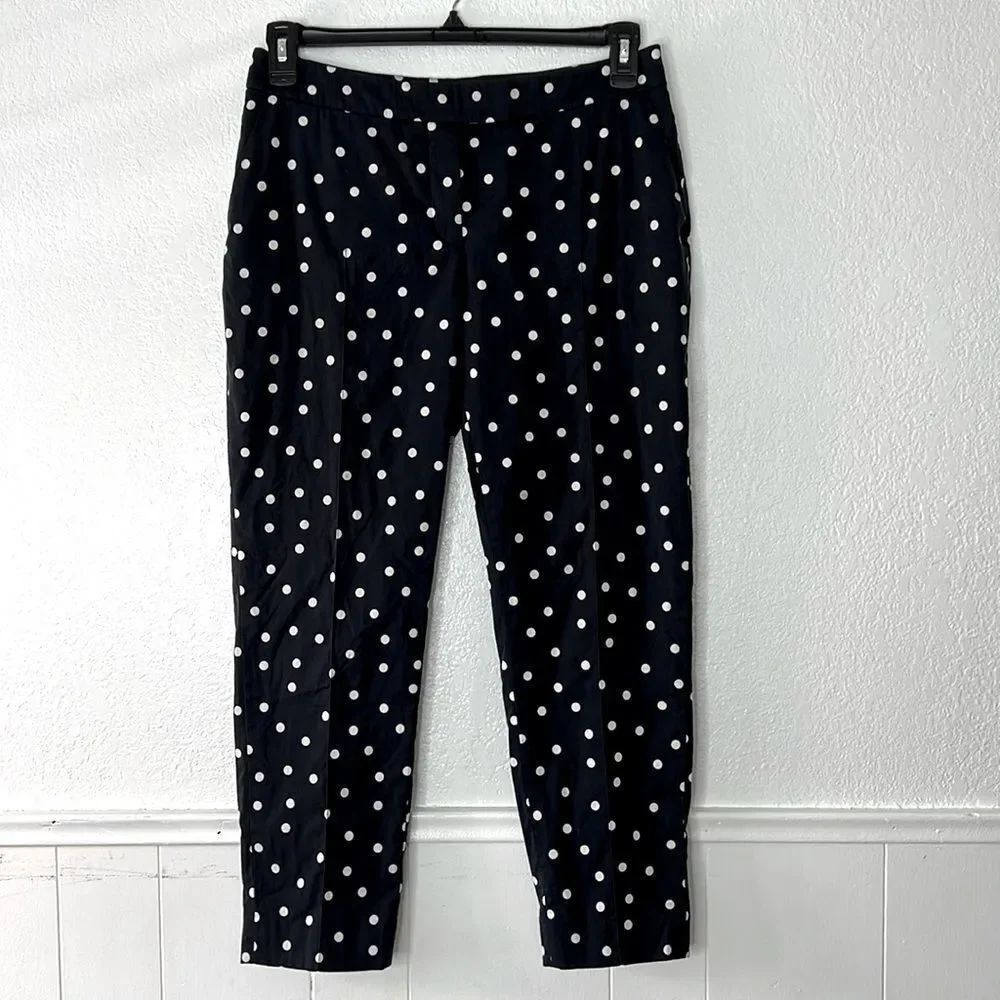 AKRIS  Punto navy blue polka dot ankle pants 8